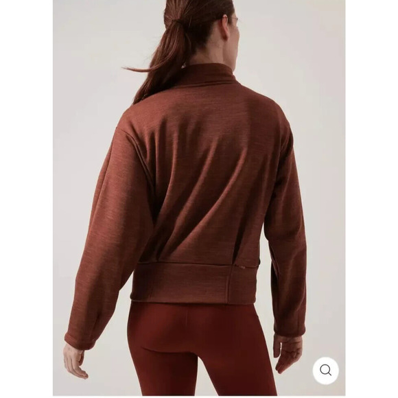 Athleta Altitude Polartec Half Zip Sweatshirt Mahogany Heather Brown Crop Small - Picture 9 of 14